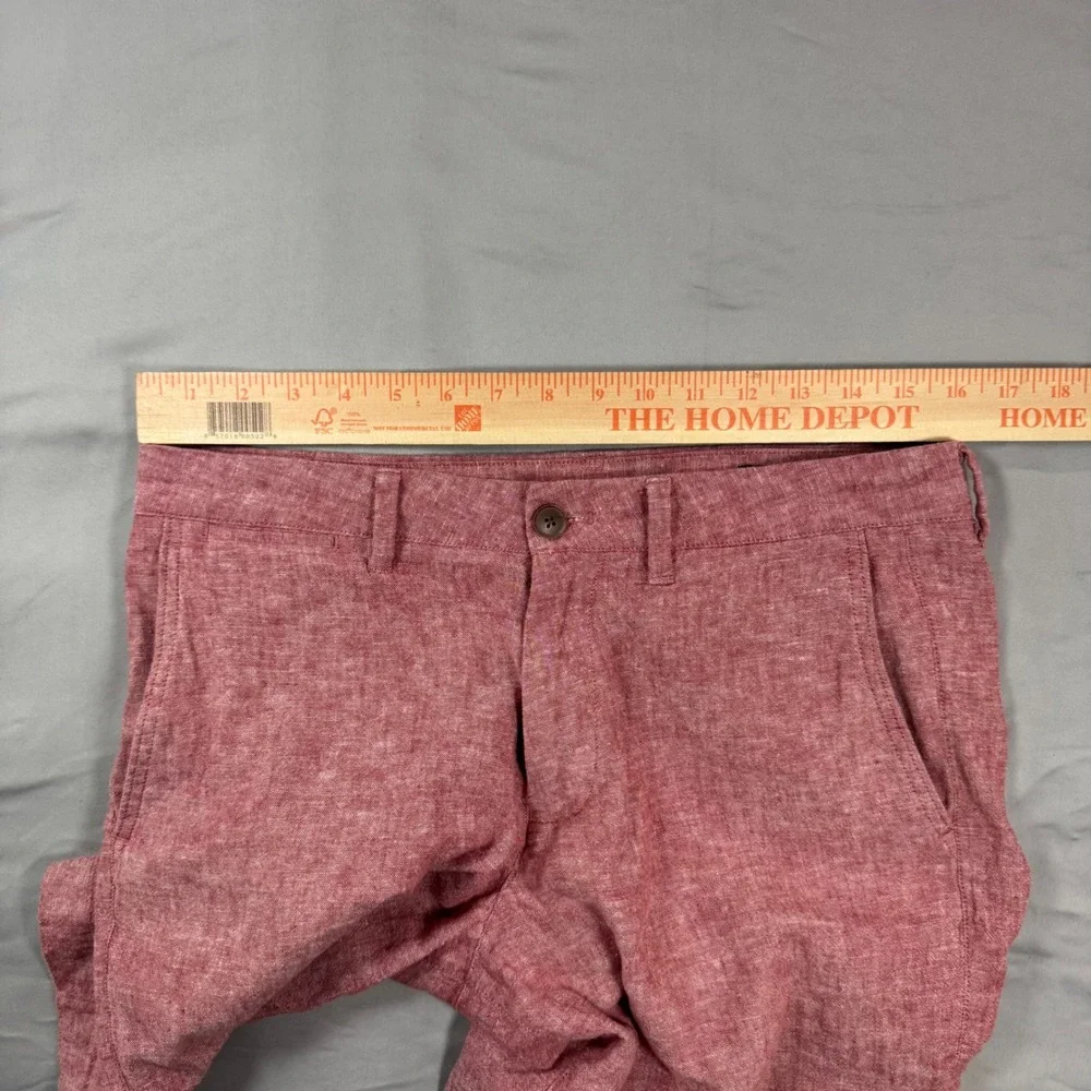 Bonobos 7 Inch Inseam Standard Fit Shorts Mens 30 Red Linen Blend Golf Resort